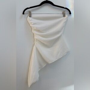 ZARA White Strapless Textured Top | Ruched | Size M | NWT